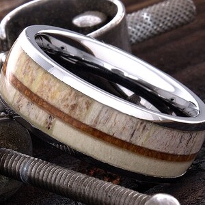 Tungsten Ring - Tungsten Band - Mens Tungsten Ring - Mens Tungsten Band - Trouwring - Trouwring - Antler Tungsten Ring - Comfort Fit