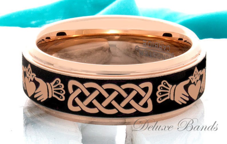 Mens Claddagh Ring Tungsten Wedding Band Mens Wedding Ring Etsy