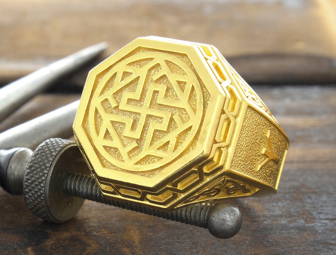 Solid Gold Viking Ring Slavic Sun Cross Ring Norse Ring Etsy