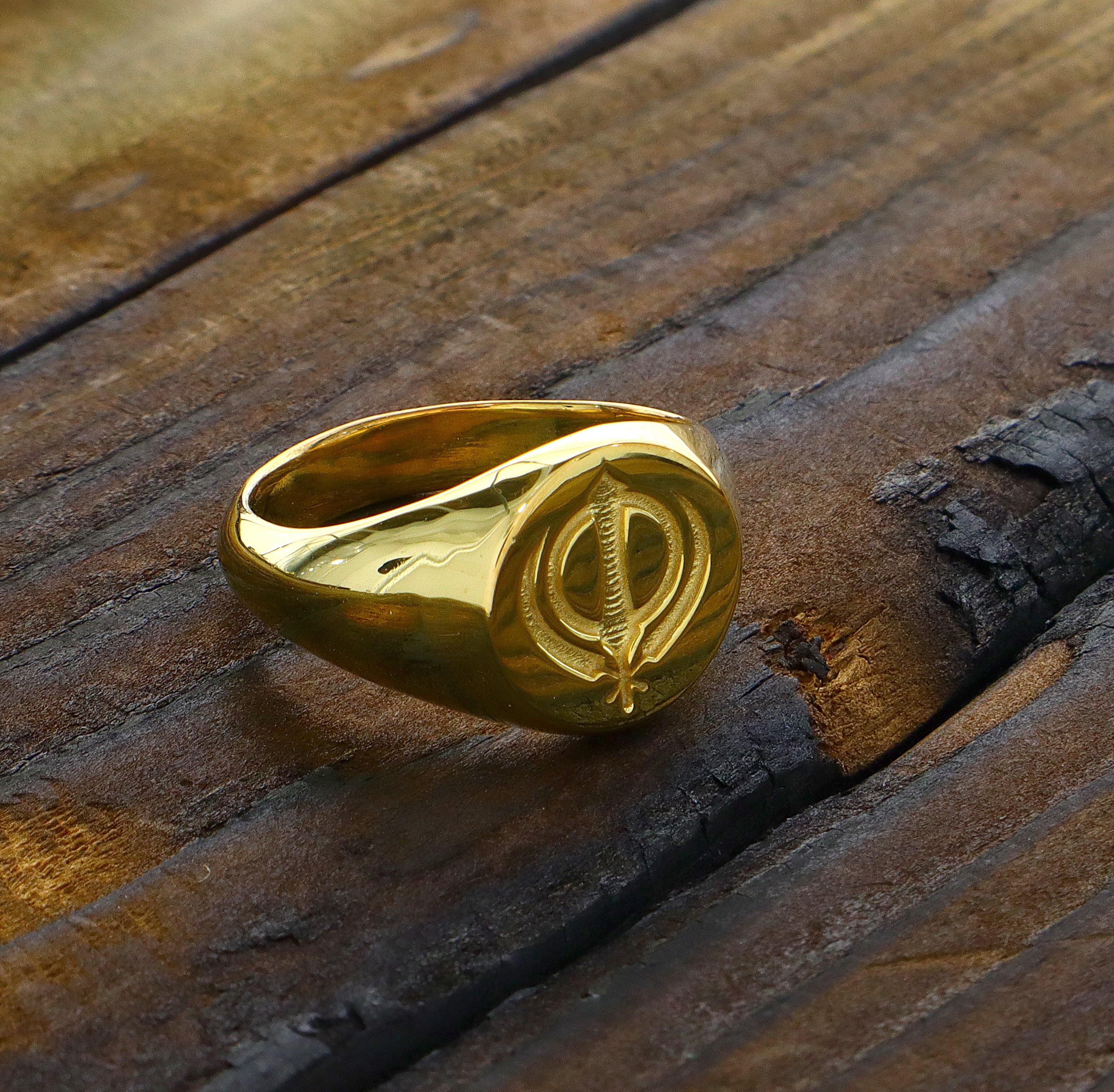 Sikh Rings Stone Sikh Khanda Gold Ring, Solid Gold Wax Seal Signet Ring, Gift for Him ...