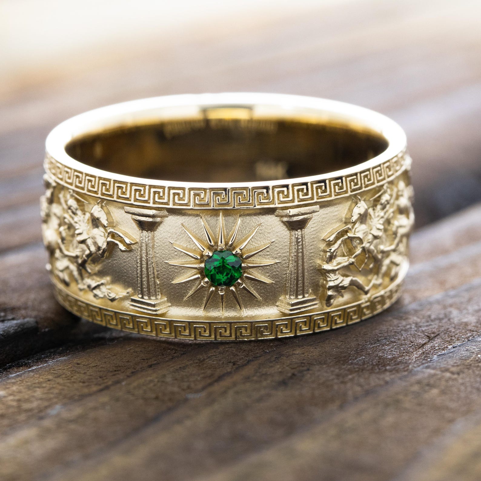 Alexander the Great Ring, Solid 14k Gold Ring, Men's Wedding Ring ...