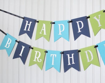 blue happy 1st birthday banner boy birthday prince party etsy