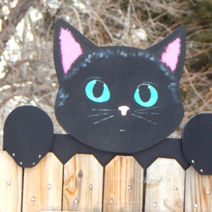 Custom Kitty Cat Feline Fence Peeker Outdoor Yard Garden Party Playground Decoration
