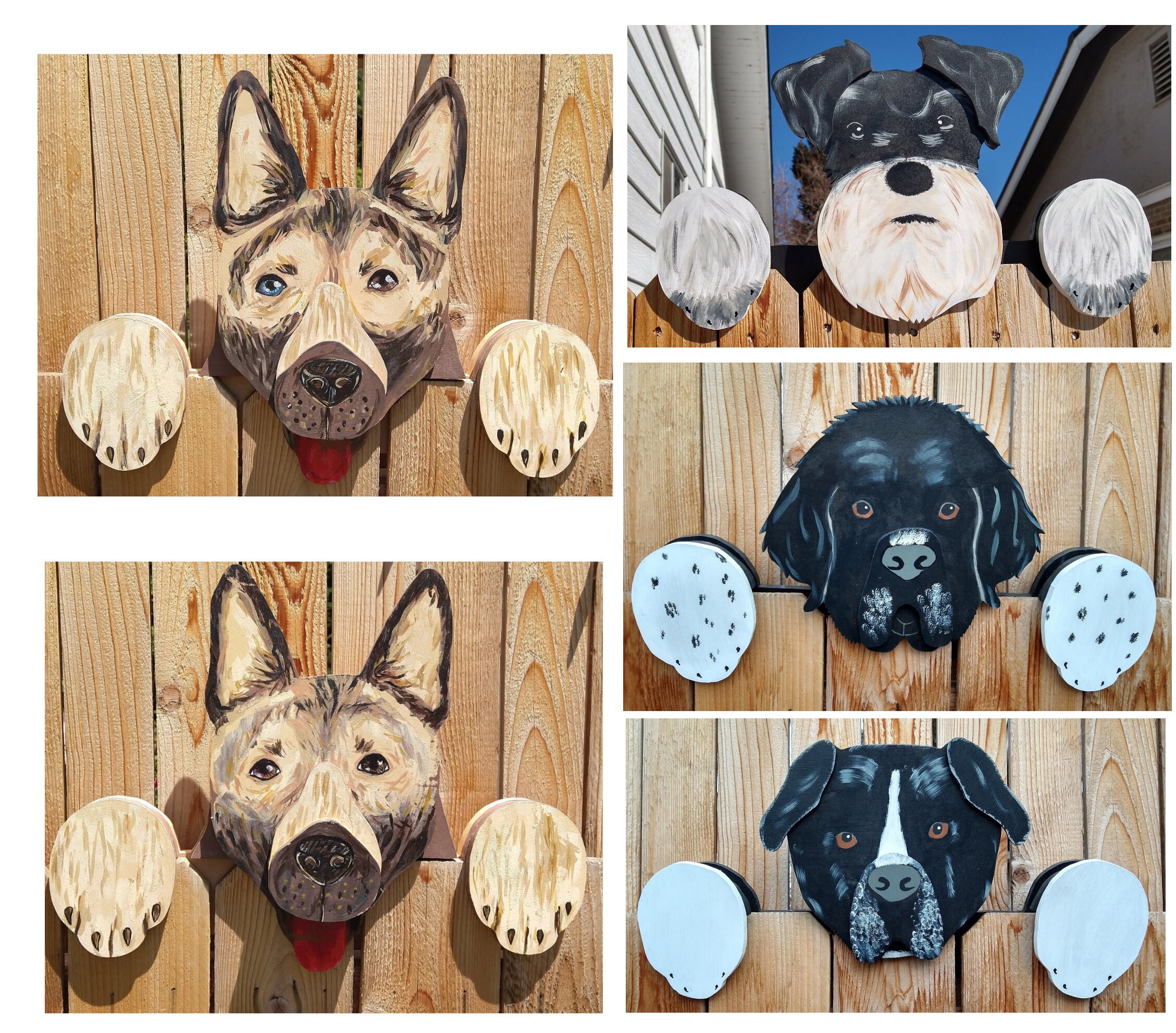 Custom Dog Fence Peeker Yard Art Designed and Hand Painted to Etsy