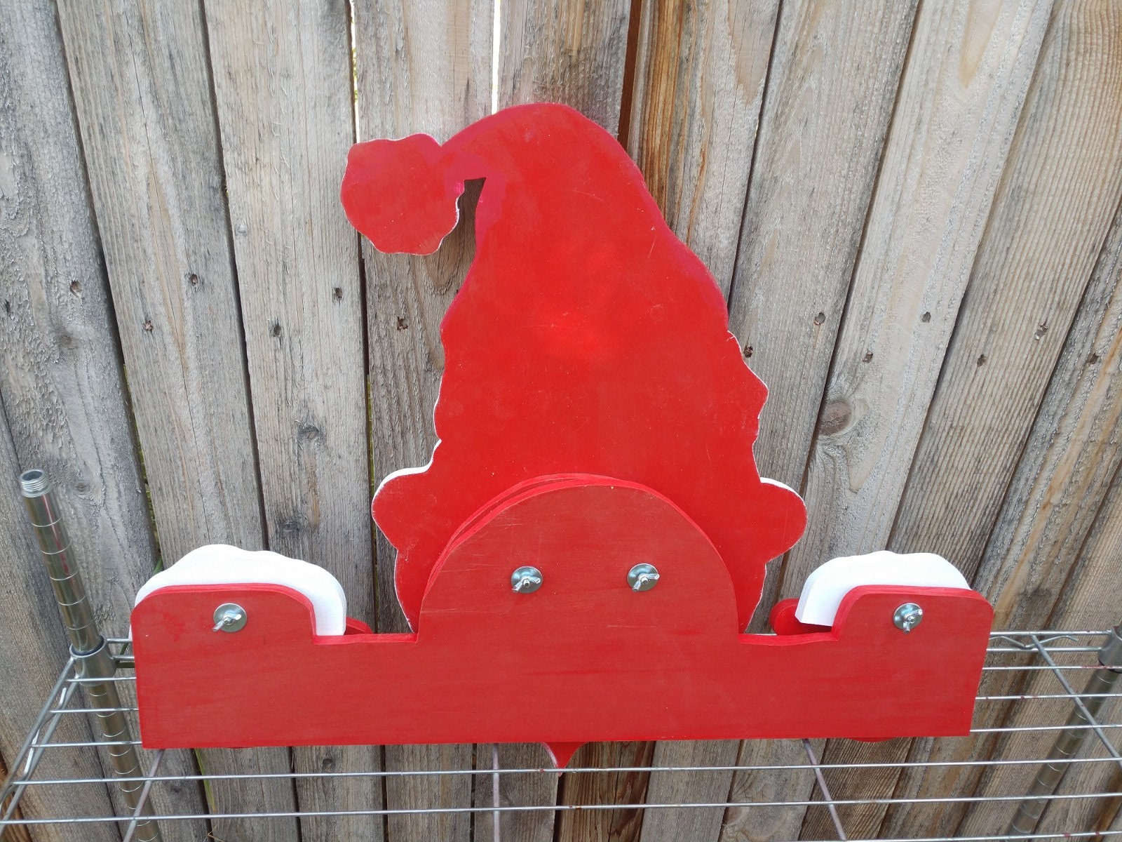 Santa Claus Christmas Fence Peeker Outdoor Holiday Decoration Etsy UK
