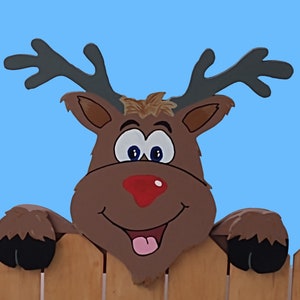Rudolph the Red Nosed Reindeer Christmas Fence Peeker Peeper Outdoor Decorative Sign image 4