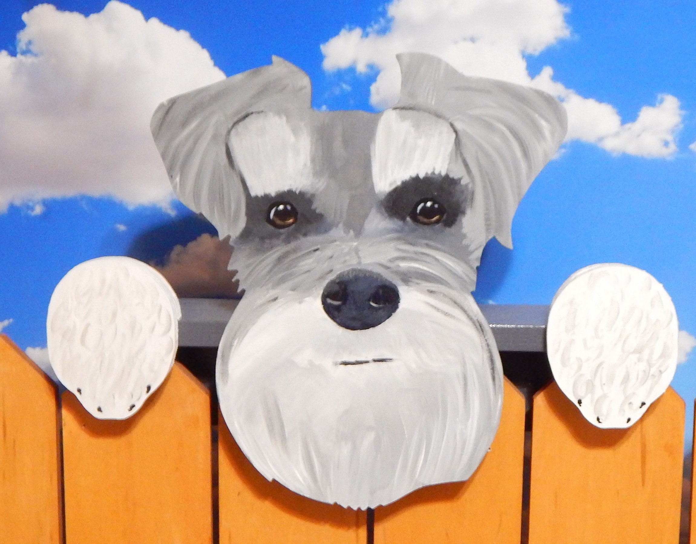 Schnauzer Dog Fence Peeker or Wall Hanging Yard Art Garden Dog