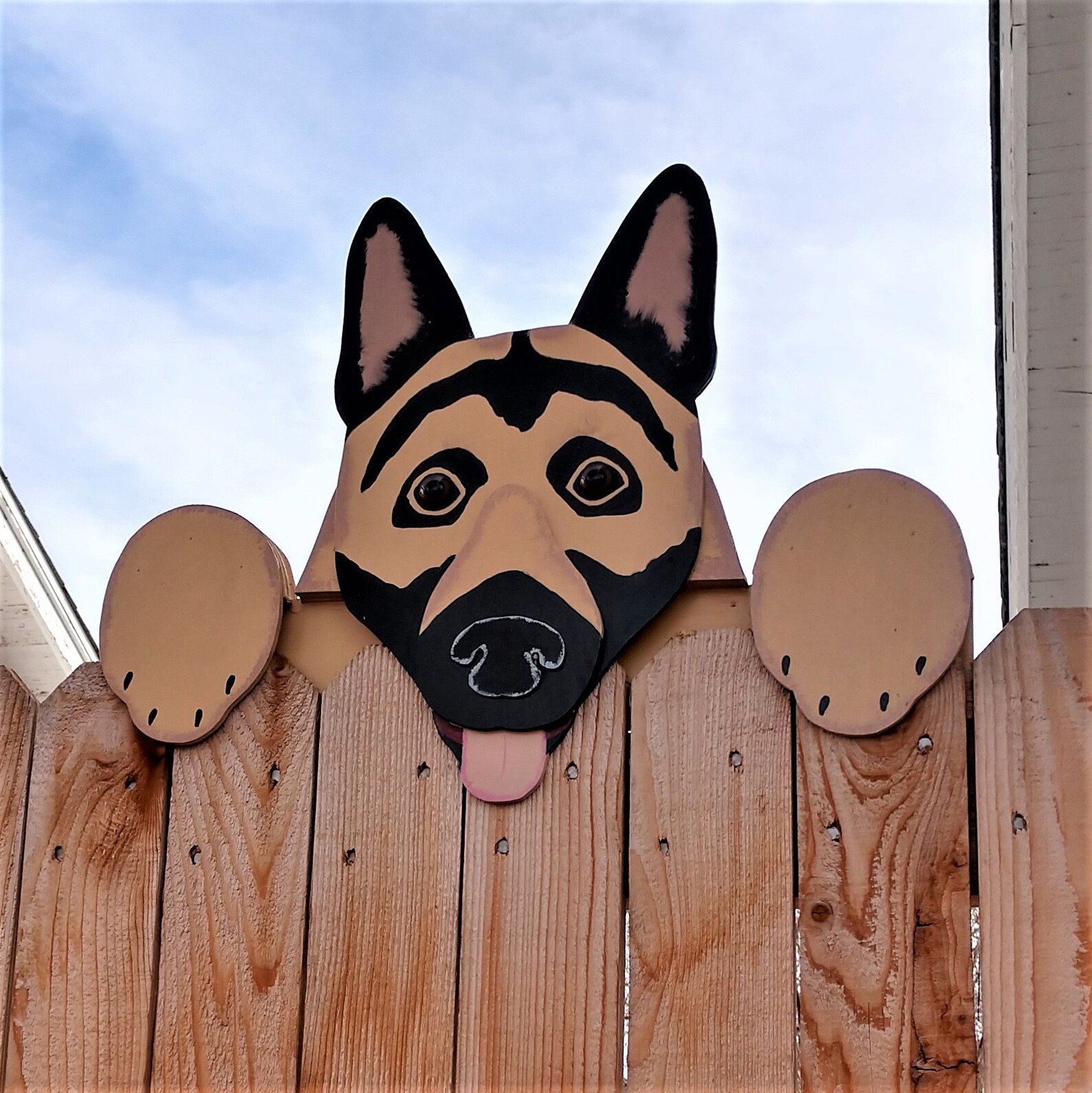 German Shepherd Dog Fence Peeker Outdoor Yard Garden Party Dog Etsy