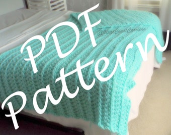 PDF CROCHET PATTERN - Minty Fresh Over-sized Throw - Jumbo Big Blanket