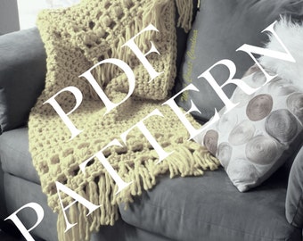 PDF Crochet Pattern - Boho Puff Stitch Throw