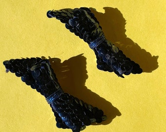 Vintage Blue Sequin Shoe Clips