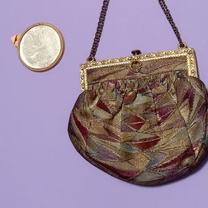 Vintage 20s Lamé and Gold Bullion Bag with Mirror