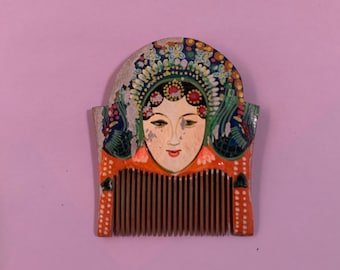 Vintage Chinesischer Handbemalter Mini Kamm
