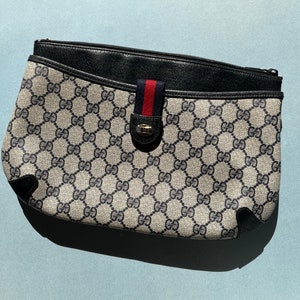 Vintage 80er Jahre GUCCI Blaue Monogram Clutch/Schultertasche