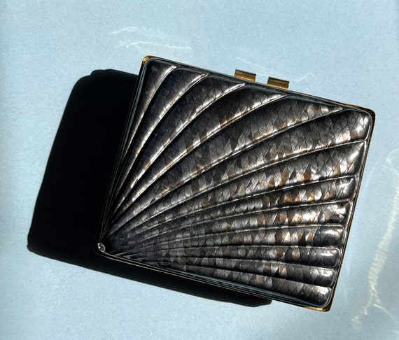 80s Style Gray Pearlized Square Minaudière - image 1