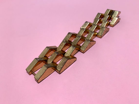Vintage 60s Gold-Tone Pyramid Articulated Bracelet - image 6
