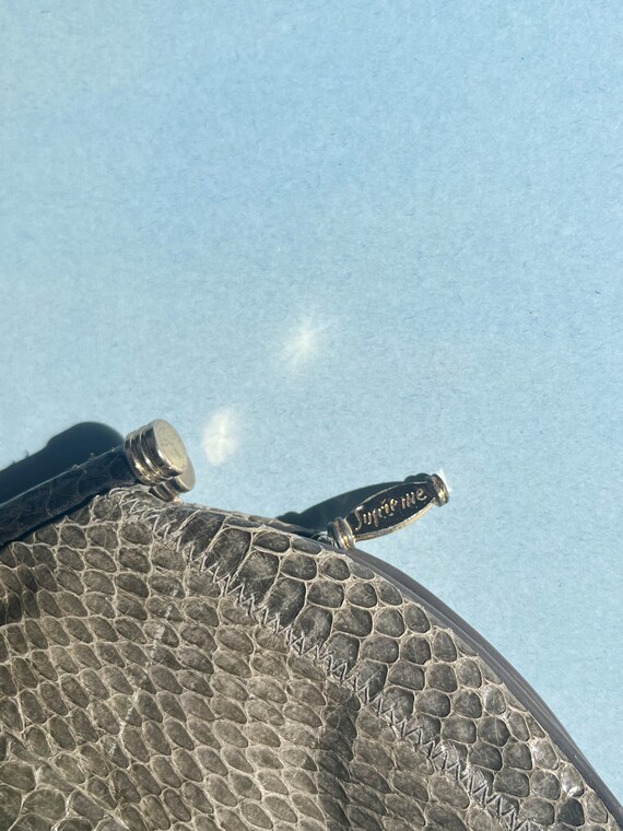 Vintage 80s Gray Snakeskin Clutch Bag - image 2