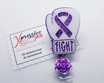 Pancreatic Cancer/Domestic Violence/Lupus/Crohn Disease/Awareness/Purple Ribbon/Survivor/Badge Reel/ID Holder