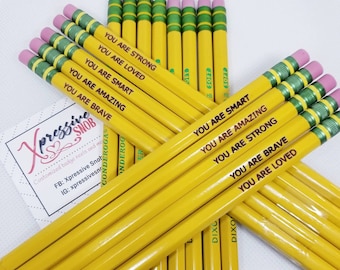 Motivational #2 Pencils/Back To School/First Day of School/School Supplies/Supply List/Engraved Name Pencils