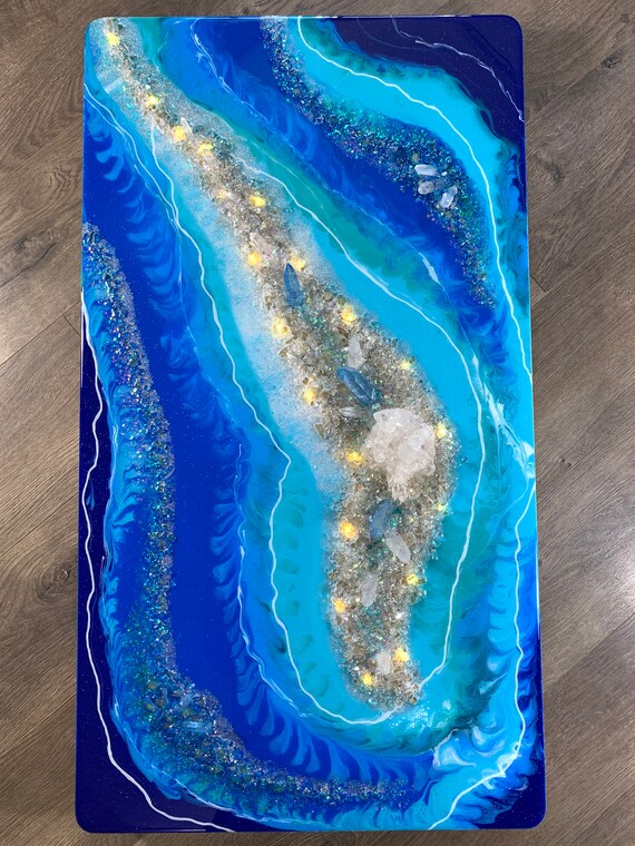 Blue Geode Resin Geode Artwork With Battery Operation LED | Etsy