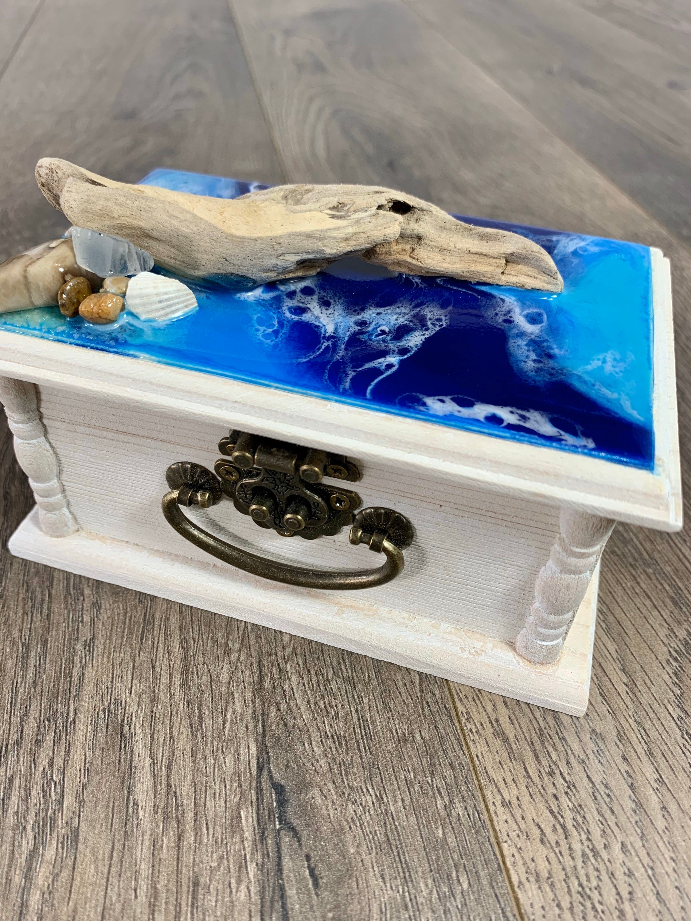 Resin Ocean box resin box jewelry box Ocean box resin Etsy