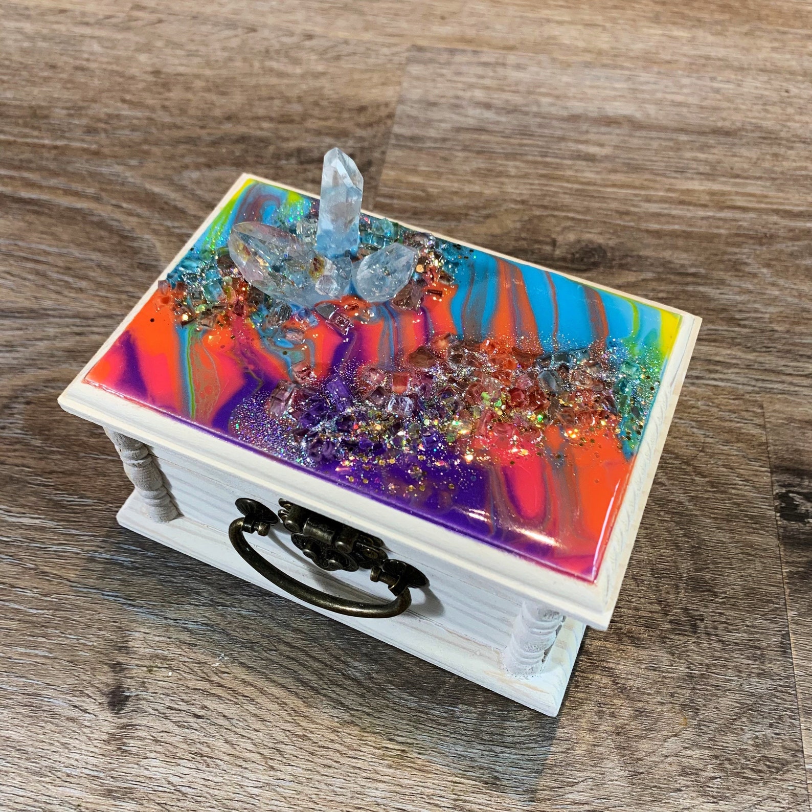 Caja de diseño de tie-dye acrílico con techo de cristal | Etsy