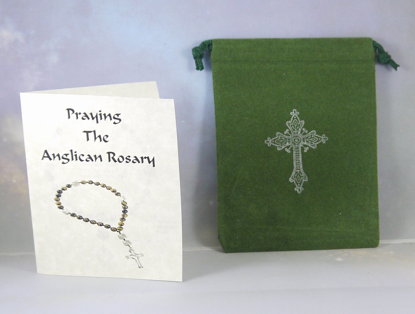 Anglican Prayer Beads Anglican Rosary, Faceted Bloodstone, Tree of Life, Instruction Booklet, Bag