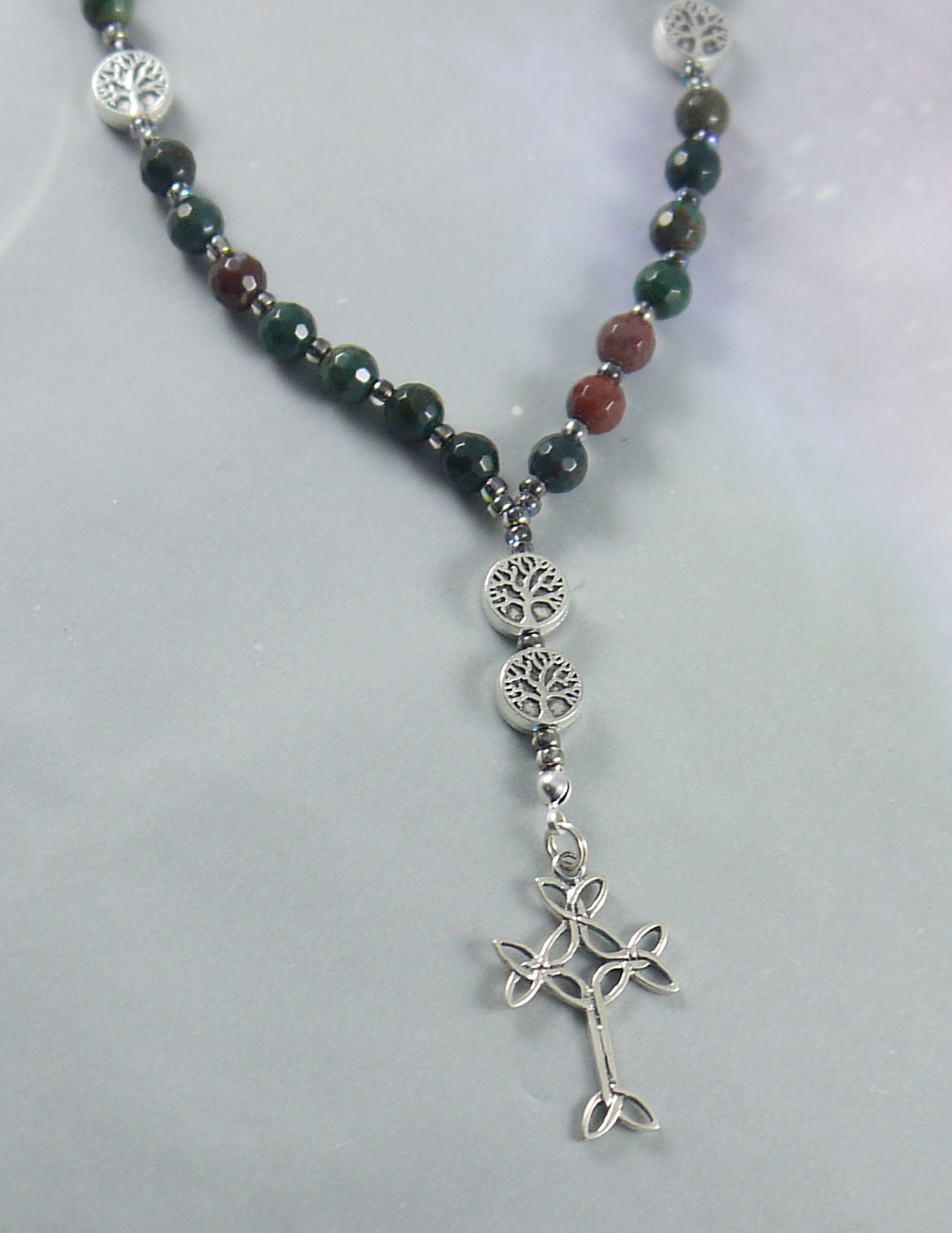 Protestant Prayer Beads Metallic Blue Hematite- Celtic Cross