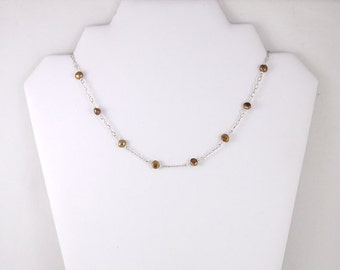 Copper Color Cultured Fresh Water Pearl Necklace, 16 1/4", Sterling Silver, June Birthstone