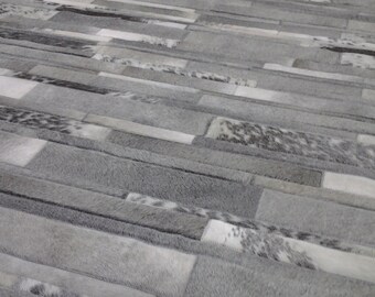 Koeienhuid patchwork tapijt *RAW leer Argentinië - gratis verzending - koeienhuid tapijten patchwork - Cordoba mix van gestippelde grijstinten en wit, 6' x 8'