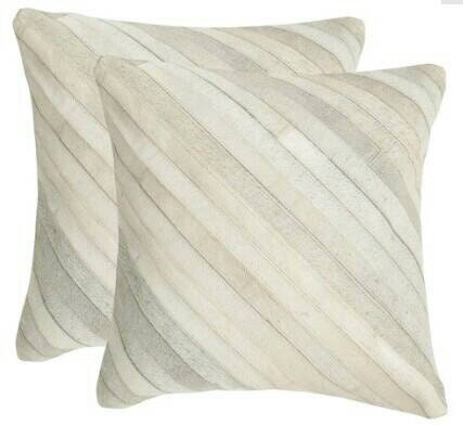 RAW Leather Argentina - Free Shipping - COWHIDE Patchwork Cushions  -  Handmade  22" x 22" Set of two.