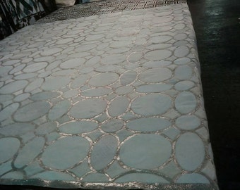 Cowhide Patchwork Rug *RAW Leather Argentina - Free Shipping-  COWHIDE Patchwork RUGS - Mix of Whites and Gold Metallic - Handmade  6&#39; x 8&#39;