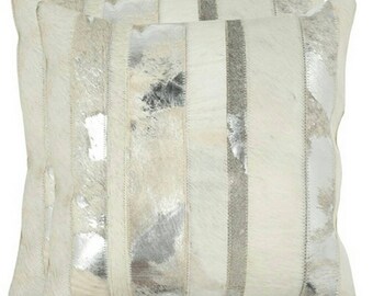 RAW Leather Argentina - Free Shipping . COWHIDE  Patchwork Cushions 22&quot; x 22&quot;.