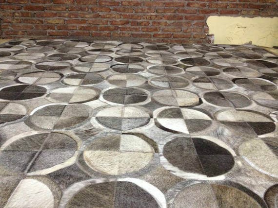 Patchwork Cowhide Rug. Model BA, Free Shipping - Mix of Greys