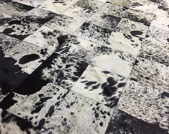 Cowhide Patchwork Rug *Patchwork Cowhide Rug - Free Shipping - Squares placed like diamond 6' x 8' Black and white
