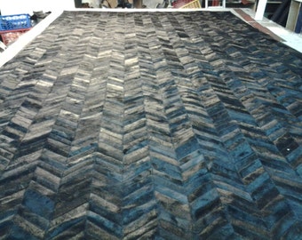 RAW Leather Argentina - Free Shipping  - COWHIDE Patchwork RUGS  - Handmade  6' x 8'