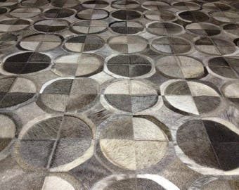 Patchwork Cowhide Rug. Model BA, Free Shipping - Mix of Greys