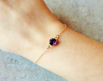 Amethyst bracelet, minimalist gold bracelet, gold dainty bracelet , february birthstone bracelet, amethyst jewelry