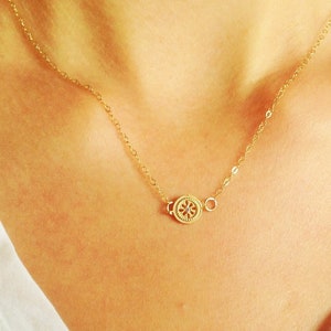 Tiny Gold flower necklace,tiny flower necklace, gold dainty necklace, cubic zirconia necklace, delicate necklace, dainty necklace
