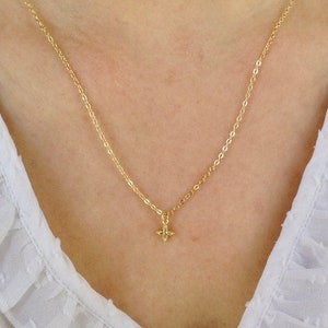 Tiny gold flower necklace, flower necklace, simple gold necklace, flower jewelry, layering jewelry, delicate necklace, minimalist necklace
