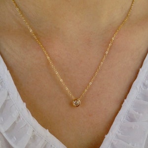 Solitaire diamond necklace, small diamond necklace, bezel gold necklace, simple gold necklace, delicate necklace, layering necklace