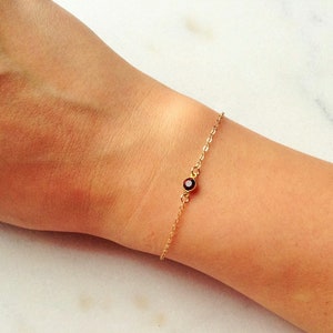 Tiny ruby bracelet, tiny garnet bracelet, delicate gold bracelet, delicate jewerly, dainty gold bracelet, july birthstone, july bracelet
