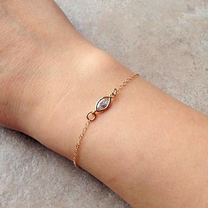 Crystal gold bracelet, tiny gold bracelet, delicate crystal bracelet, minimalist bracelet , delicate jewelry, gold stacking bracelet