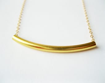Gold tube necklace, minimalist necklace, modern necklace, simple necklace, tube necklace, gold cute necklace, everyday necklace, delicate