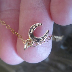 Tiny horseshoe necklace, tiny jewelry, horseshoe necklace, horse necklace, minimalist necklace, delicate gold necklace, dainty necklace image 5