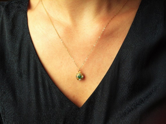 Emerald necklace, emerald jewelry beautiful jewelry, statement necklace, green dainty necklace, chrysolite  necklace, emerald jewelry
