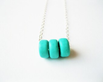 Turquoise beads necklace, sterling silver with turquoise necklace, turquoise silver necklace, turquoise jewelry,  turquoise beads necklace