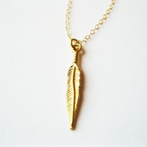 Gold feather necklace, feather jewelry, minimalist necklace, feather necklace, tiny gold feather, gold simple necklace, layering necklace