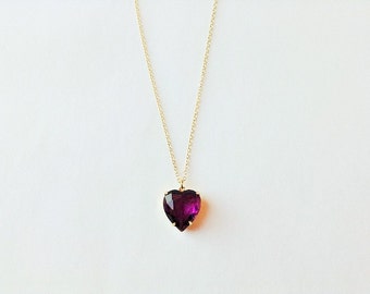 Amethyst heart necklace, purple heart necklace, heart jewelry, purple heart pendant necklace, purple jewelry, february birth stone necklace
