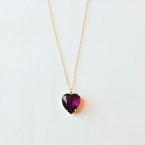 Amethyst Heart Necklace Purple Heart 